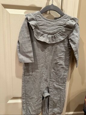 Hallmark Babies Gray Ruffle Collar Long Sleeve One-Piece